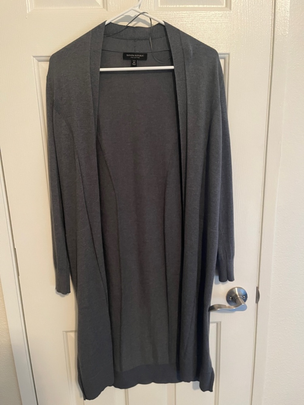 Banana Republic Charcoal Open-Front Long Cardigan